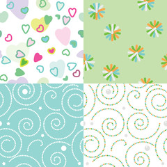 Set of vector seamless funny children`s patterns