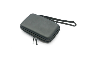 Fototapeta na wymiar black protection bag with zipper isolated on white