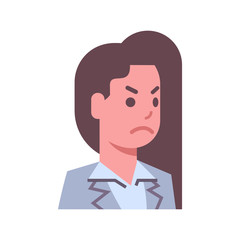 Fototapeta na wymiar Female Angry Emotion Icon Isolated Avatar Woman Facial Expression Concept Face Vector Illustration
