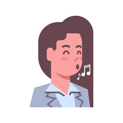 Fototapeta na wymiar Female Singing Emotion Icon Isolated Avatar Woman Facial Expression Concept Face Vector Illustration