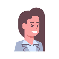 Fototapeta na wymiar Female Laugh Emotion Icon Isolated Avatar Woman Facial Expression Concept Face Vector Illustration