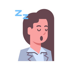 Fototapeta na wymiar Female Napping Emotion Icon Isolated Avatar Woman Facial Expression Concept Face Vector Illustration