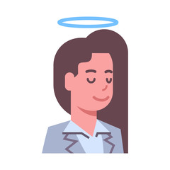 Female Head With Nimbus Emotion Icon Isolated Avatar Woman Facial Expression Concept Face Vector Illustration