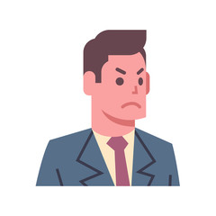 Male Angry Emotion Icon Isolated Avatar Man Facial Expression Concept Face Vector Illustration