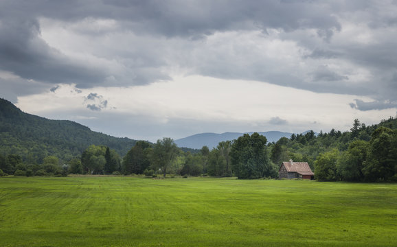 Field and Old Barn in the Adirondack Mountains of New York State