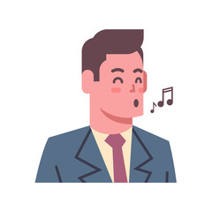 Male Singing Emotion Icon Isolated Avatar Man Facial Expression Concept Face Vector Illustration