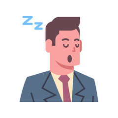 Fototapeta na wymiar Male Napping Emotion Icon Isolated Avatar Man Facial Expression Concept Face Vector Illustration