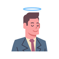 Male Head With Nimbus Emotion Icon Isolated Avatar Man Facial Expression Concept Face Vector Illustration