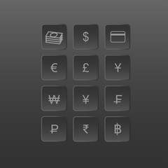 A set of buttons money currency icon, Finance icon vector illustration for business and web international currency money exchange sign icon. 