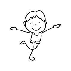 hand drawing abstract happy cute boys line art