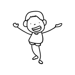 hand drawing abstract happy cute boys line art