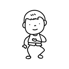 hand drawing abstract happy cute boys line art