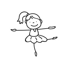 hand drawing abstract happy cute girls line art