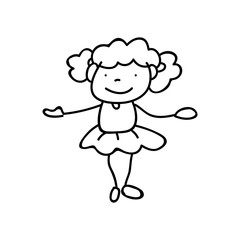 hand drawing abstract happy cute girls line art