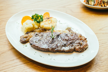 Grilled beef meat steak with vegetable