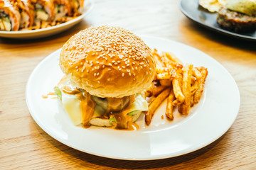Hamburger and french fries