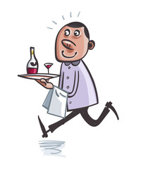Fast waiter. Vector illustration