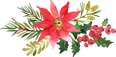 Christmas bouquet with poinsettia and berries
