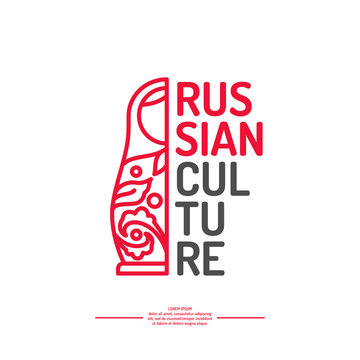 Vector Poster Of Russian Culture. Isolated Images Of Objects Of National Identity.