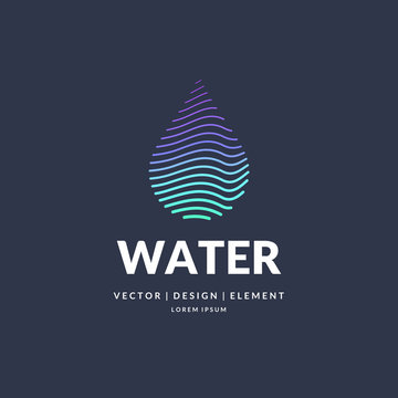 Modern line vector logo of the water drop.