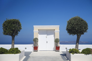 Doorway framed by trees