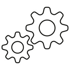 Gear Simple line vector button. Thin line illustration icon. Black outline symbol on white background

