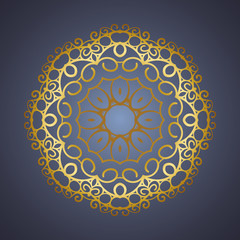 Vector vintage oriental Mandala sign gold frame
