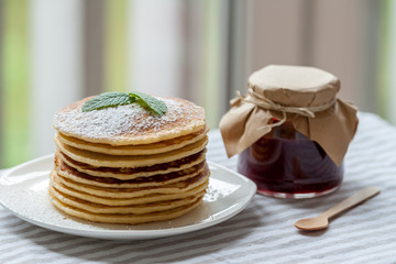 pancakes with jam breakfast
