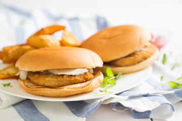 Chickenburgers and French fries