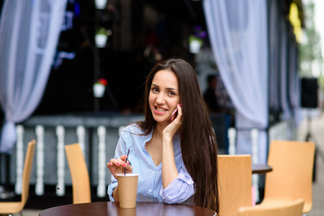 Pretty girl talking on the phone.