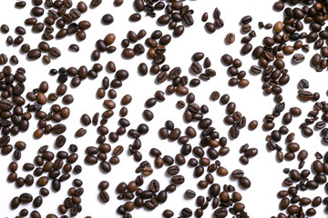 White background with coffee beans