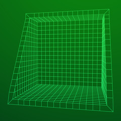 Wireframe Mesh Slice Box. Connection Structure. Digital Data Visualization Concept. Vector Illustration.