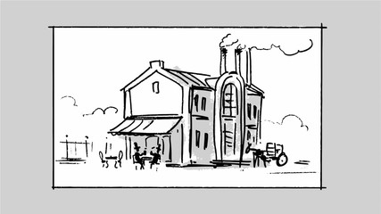 Naklejka premium Old house vintage sketch Vector for storyboard, projects, cartoons