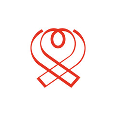 Aids ribbon and heart combination logo