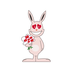 Cute pink bunny in love
