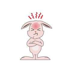 Cute pink bunny nervous
