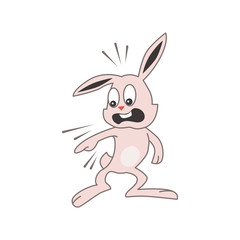 Cute pink bunny scared
