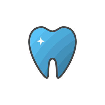 Shining tooth silhouette, icon, logo