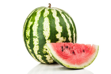 watermelon with slices standing isolated on white background