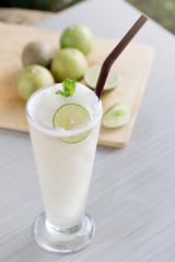 Lemon Lime juice smoothie shake in glass