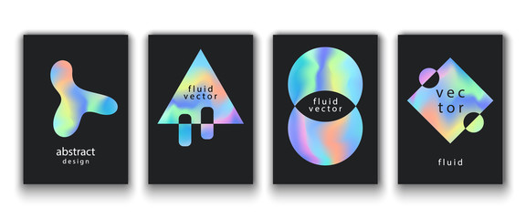 Posters Set With Fluid Colorful Shapes