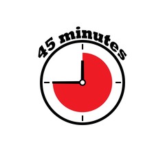 45 minutes clock dial, simple, flat, with red zone