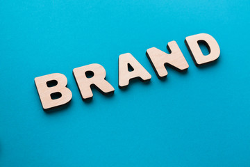 Word Brand on blue background