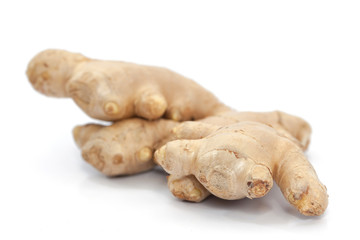 root ginger isolated on white