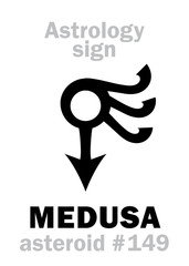Astrology Alphabet: MEDUSA, asteroid #149. Hieroglyphics character sign (single symbol).