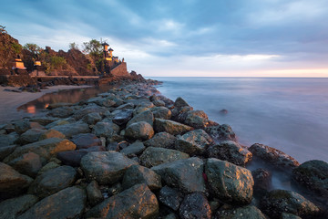 Pura Batu Bolong temple, Lombok island, Indonesia. Long exposure photography.