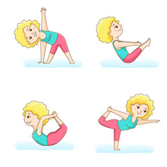 Set of yoga poses.