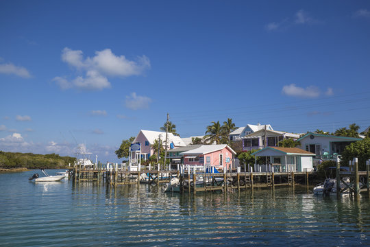 Bahamas, Abaco Islands, Elbow Cay, Hope Town, Harbout front