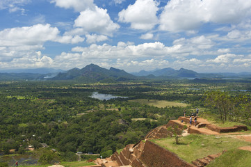 The foundations of an ancient monastery on the summit of Sigiriya Rock, Sigiriya, Sri Lanka