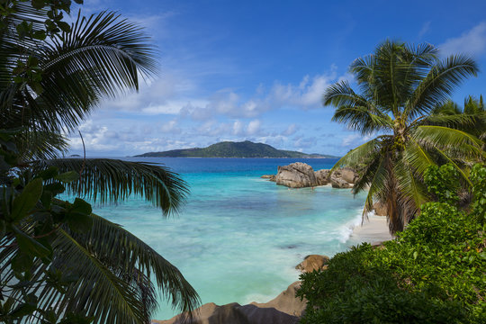 Tropical beach on La Digue, Seychelles